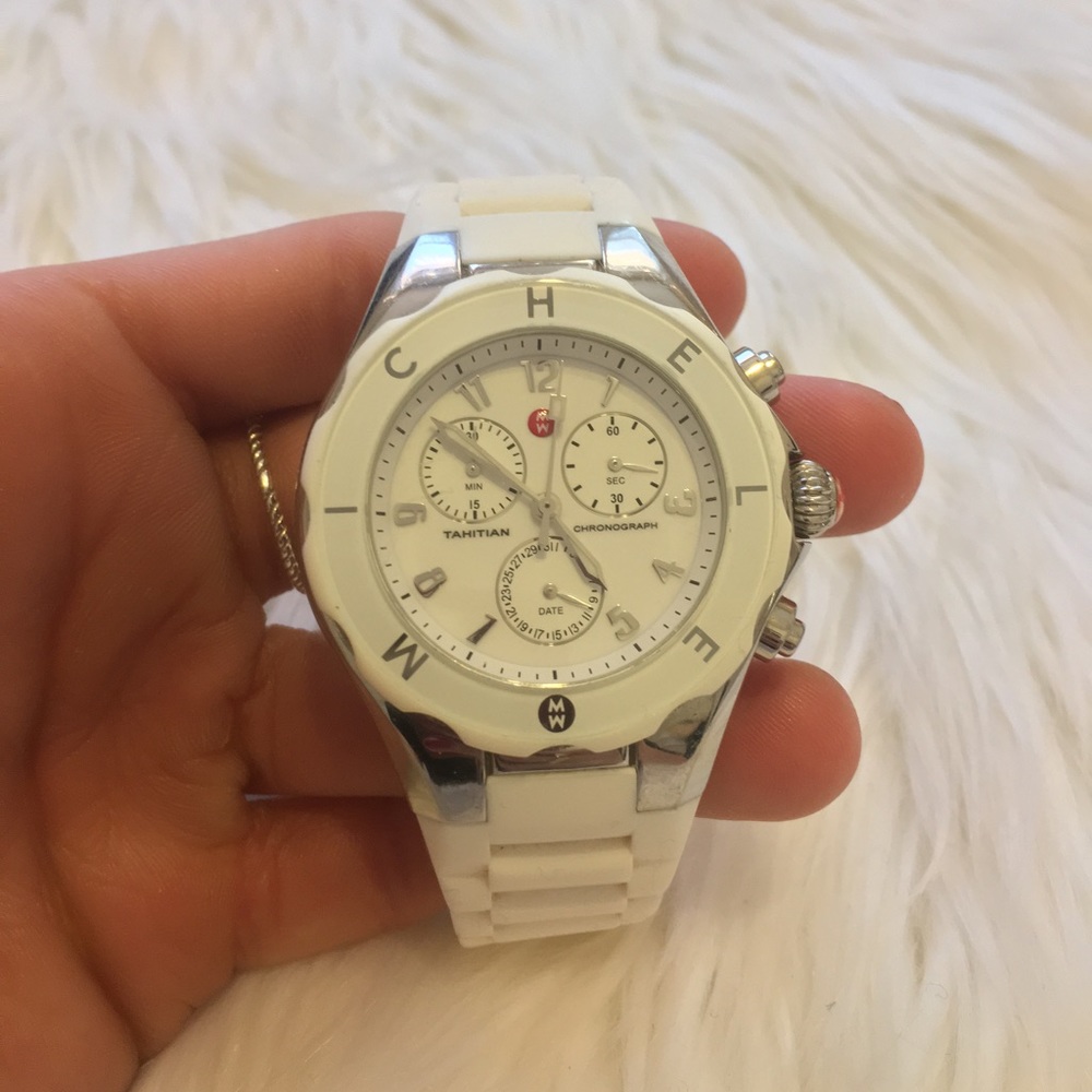 Michele Tahitian Jelly Bean Large White Watch